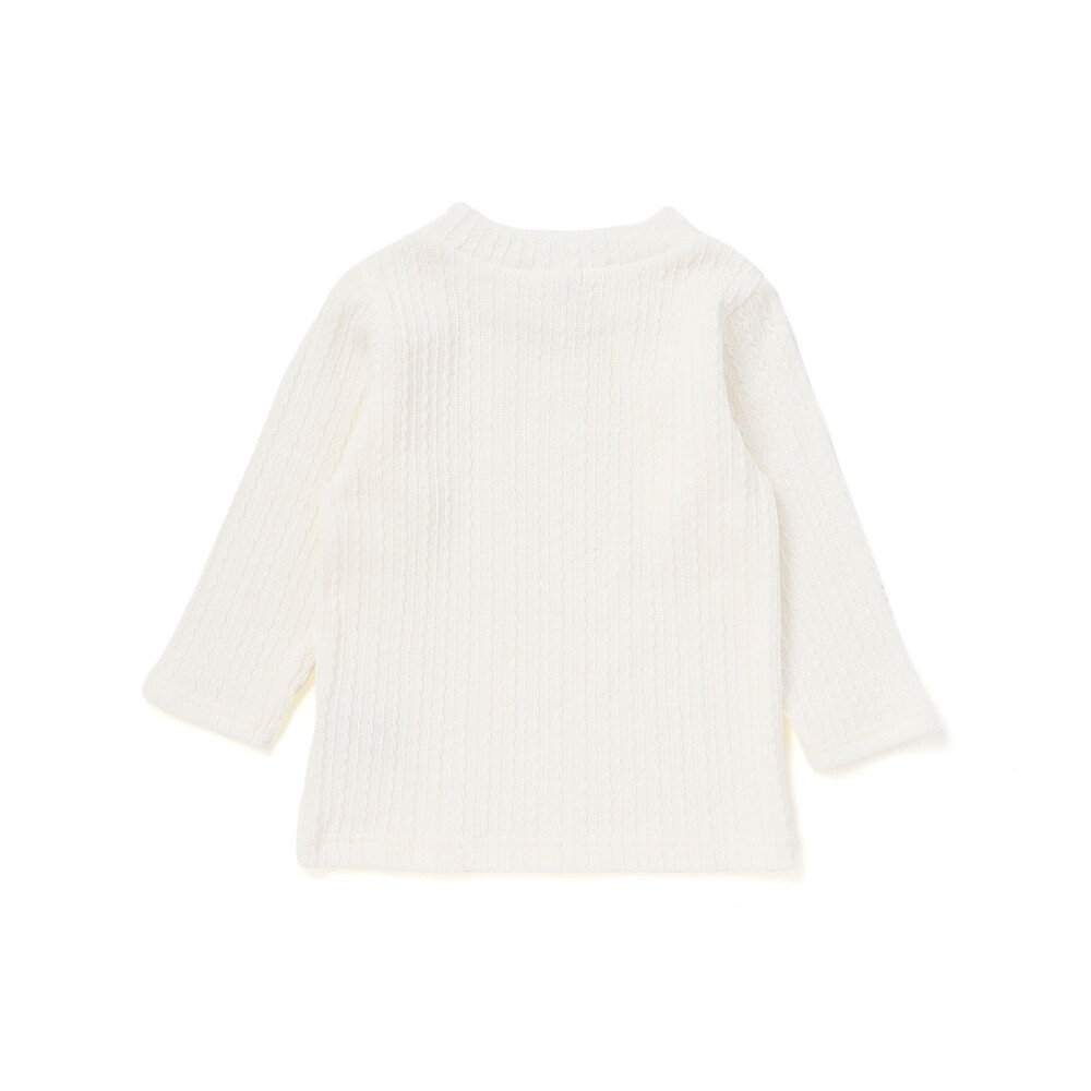ケーブルニットハイネックTシャツベビー(70~90cm) オフホワイト S(70-80cm)