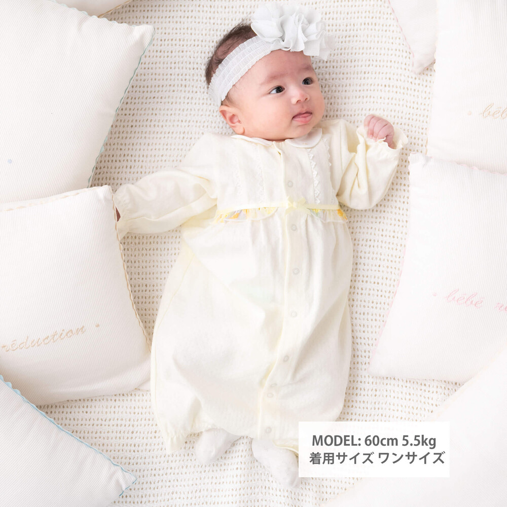 シフォン花プリントレーシーフリル2WAYオール(50~75cm)(ワン