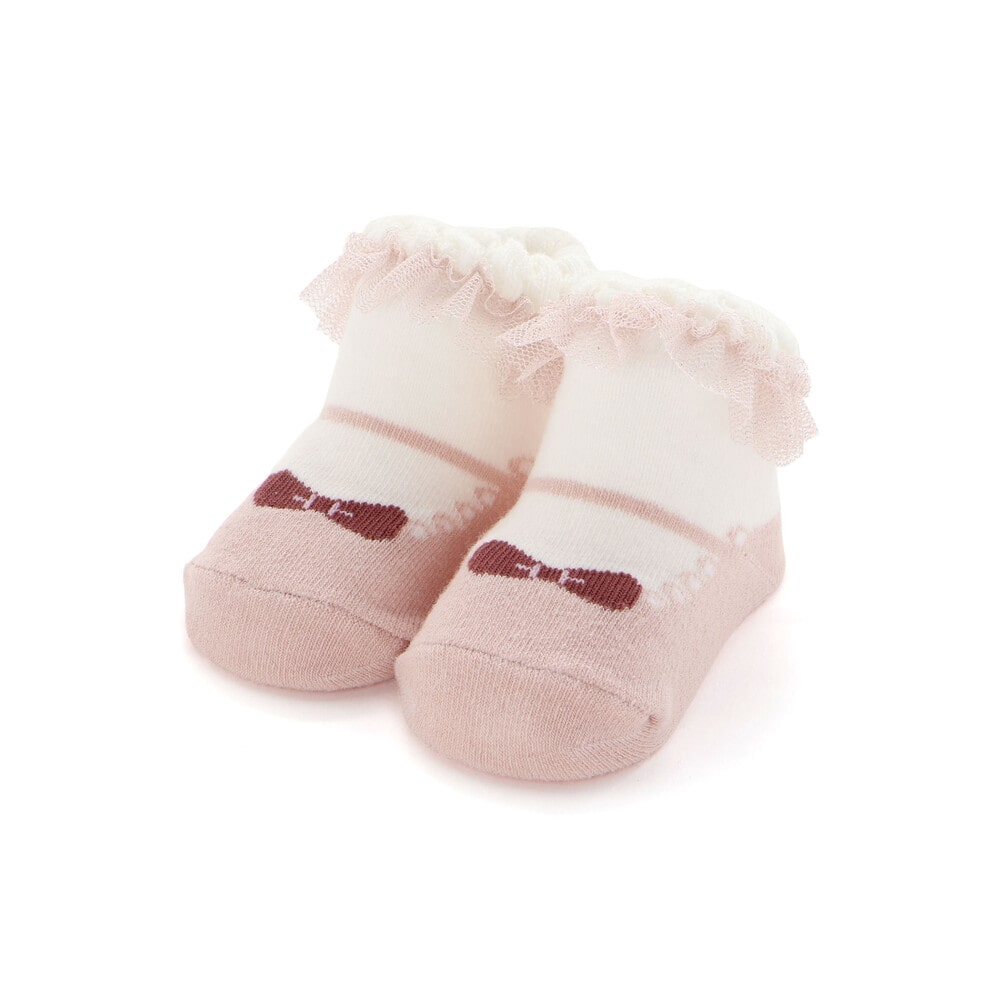 ラメチュール付きカップソックスベビー(8~13cm) ピンク系 8-10cm