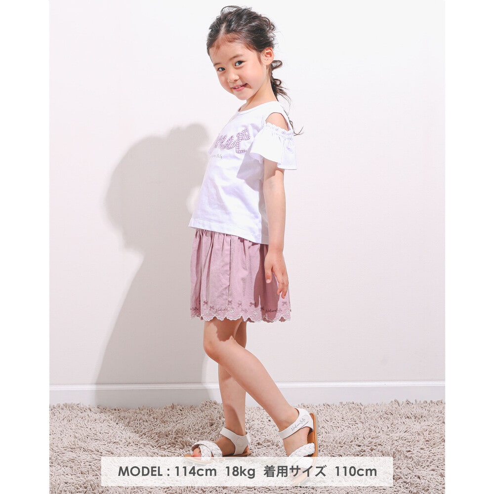 ポケット 付き 裾 刺繍 スカラップ ショートパンツ 90 130cm 90cm パープル ボトム 子供服べべの公式通販サイト Bebe Mall