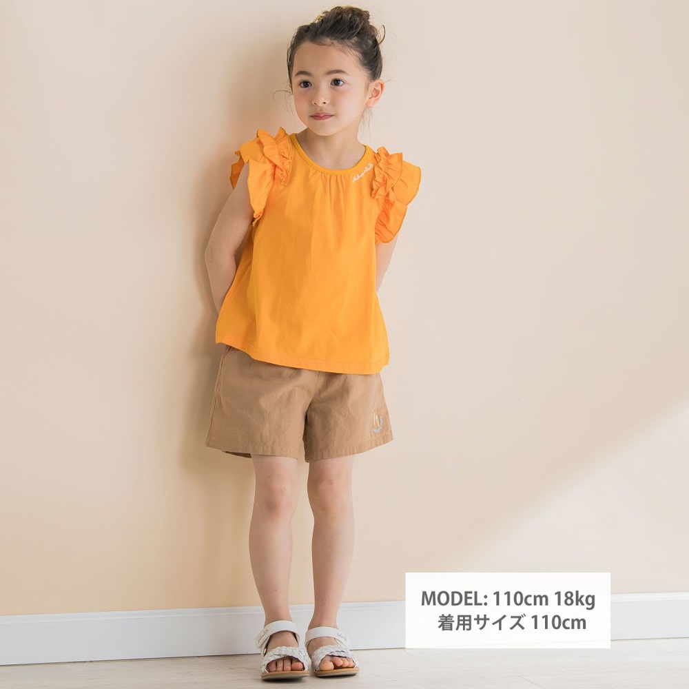 フリル袖Aラインチュニック(80~130cm)(80cm オレンジ): トップス【女の子・男の子の子ども服と言えば】フリル袖Aラインチュニック(80~130cm)(80cm  オレンジ): トップス【女の子・男の子の子ども服と言えば】-子供服べべの公式通販サイト 「BEBE MALL」-子供服べべの公式 ...