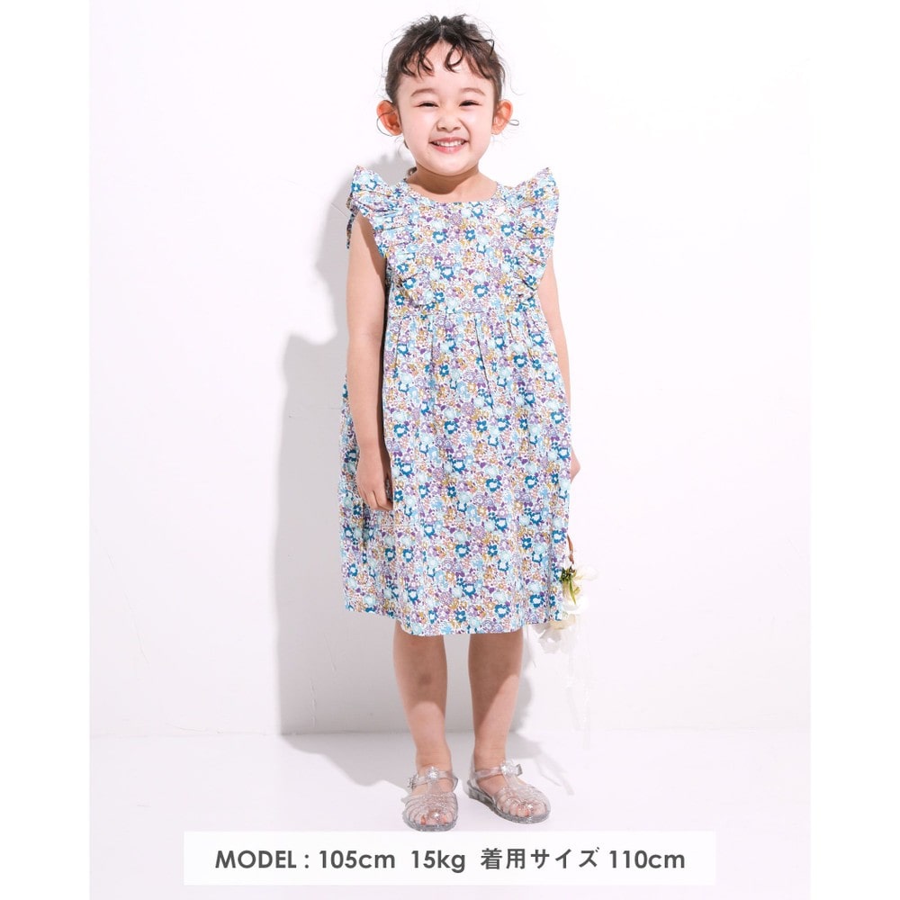 Bebe べべ Bebe Mall Official Online Storeフラワー 花柄 プリント 布帛 ノースリーブ ワンピース 80 130cm 80cm ブルー系 ワンピース ベベ モール オフィシャルオンラインストア
