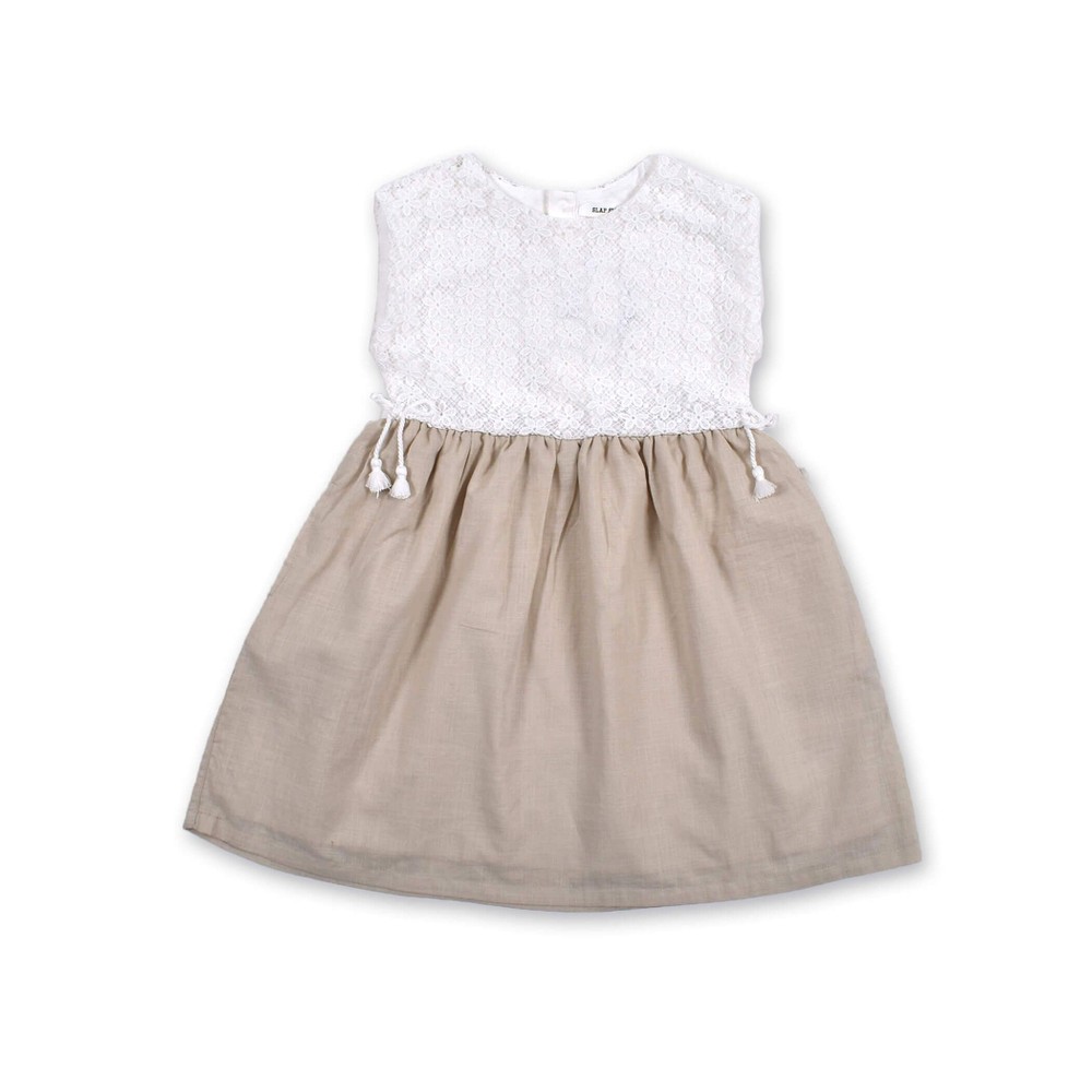 かぎ編み風 切り替え 布帛 ワンピース(80~130cm) パープル 110cm