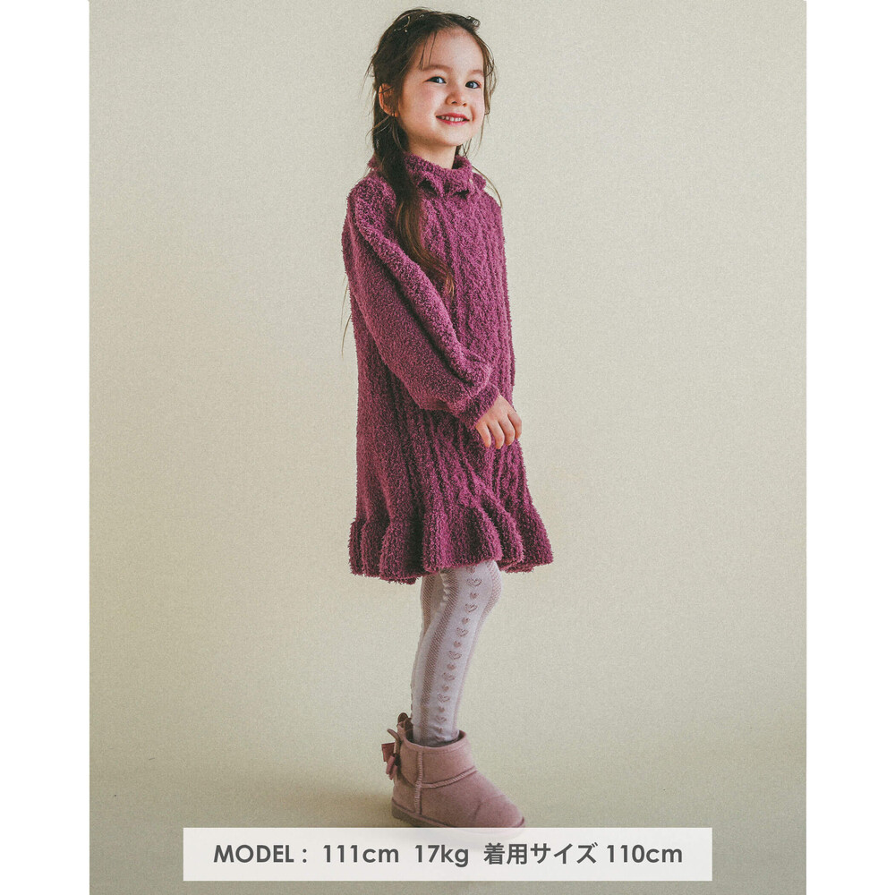 ケーブル編み ブークレ ニット ワンピース (SS~M) オフホワイト SS(75~95cm)