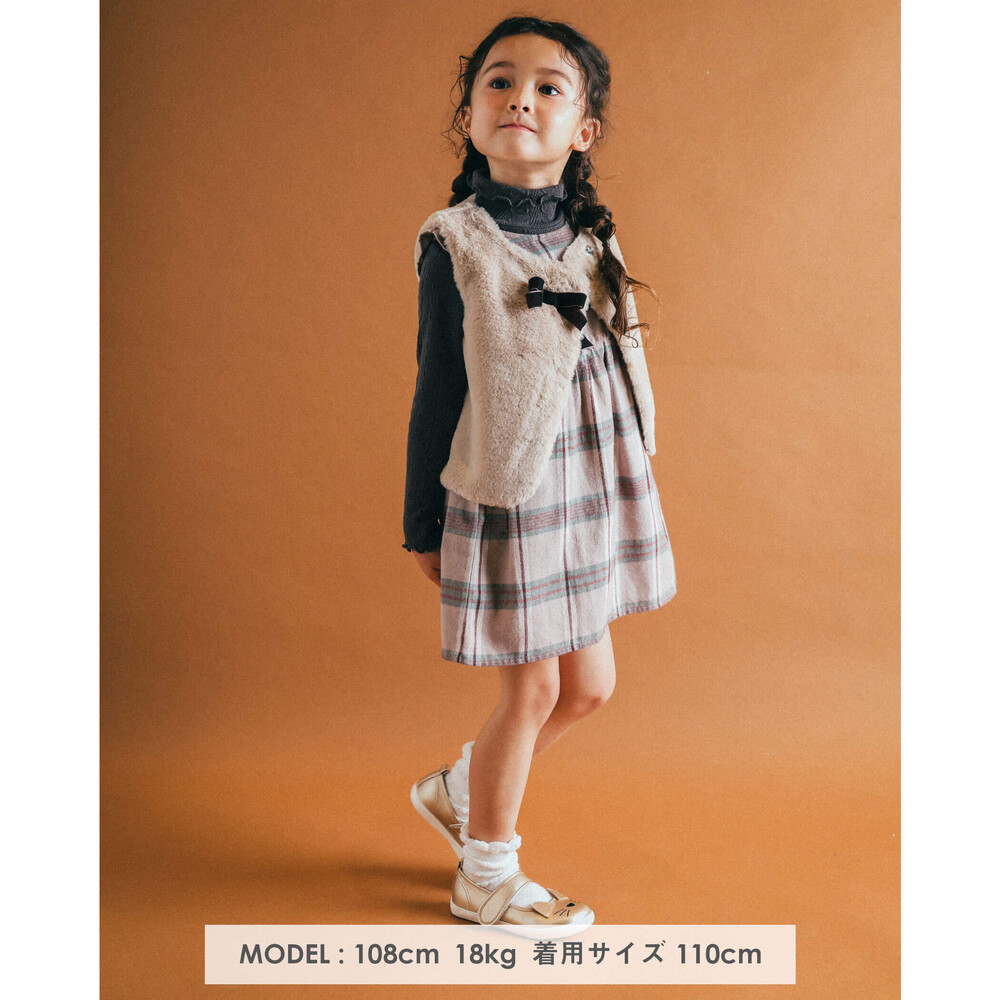 チェック柄 ノースリーブ ワンピース 80 130cm 80cm ベージュ系 ワンピース 子供服べべの公式通販サイト Bebe Mall