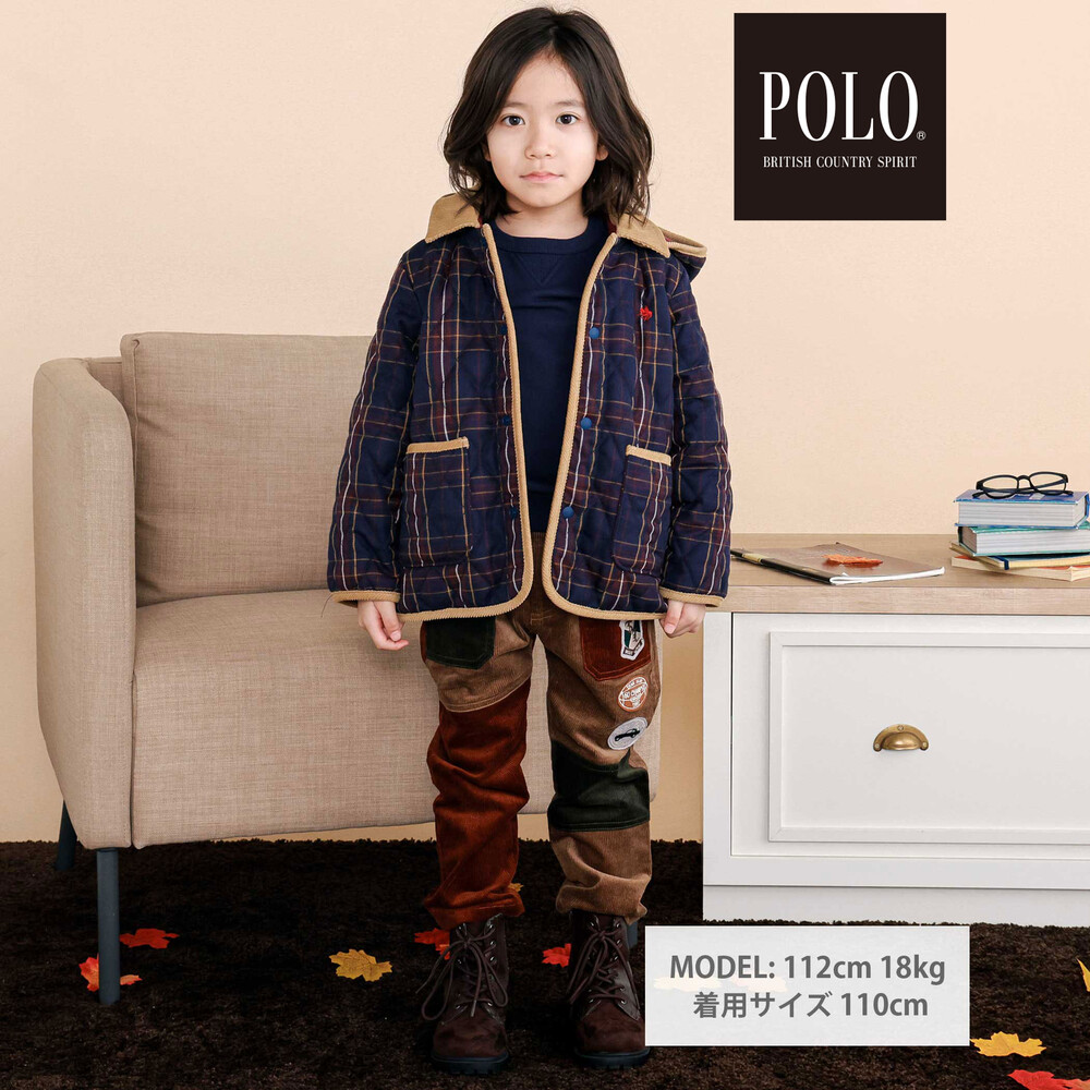 【POLO BCS(ポロ・ビーシーエス)×SLAP SLIP】フード付きキルトアウター(80~130cm) ネイビー系 80cm