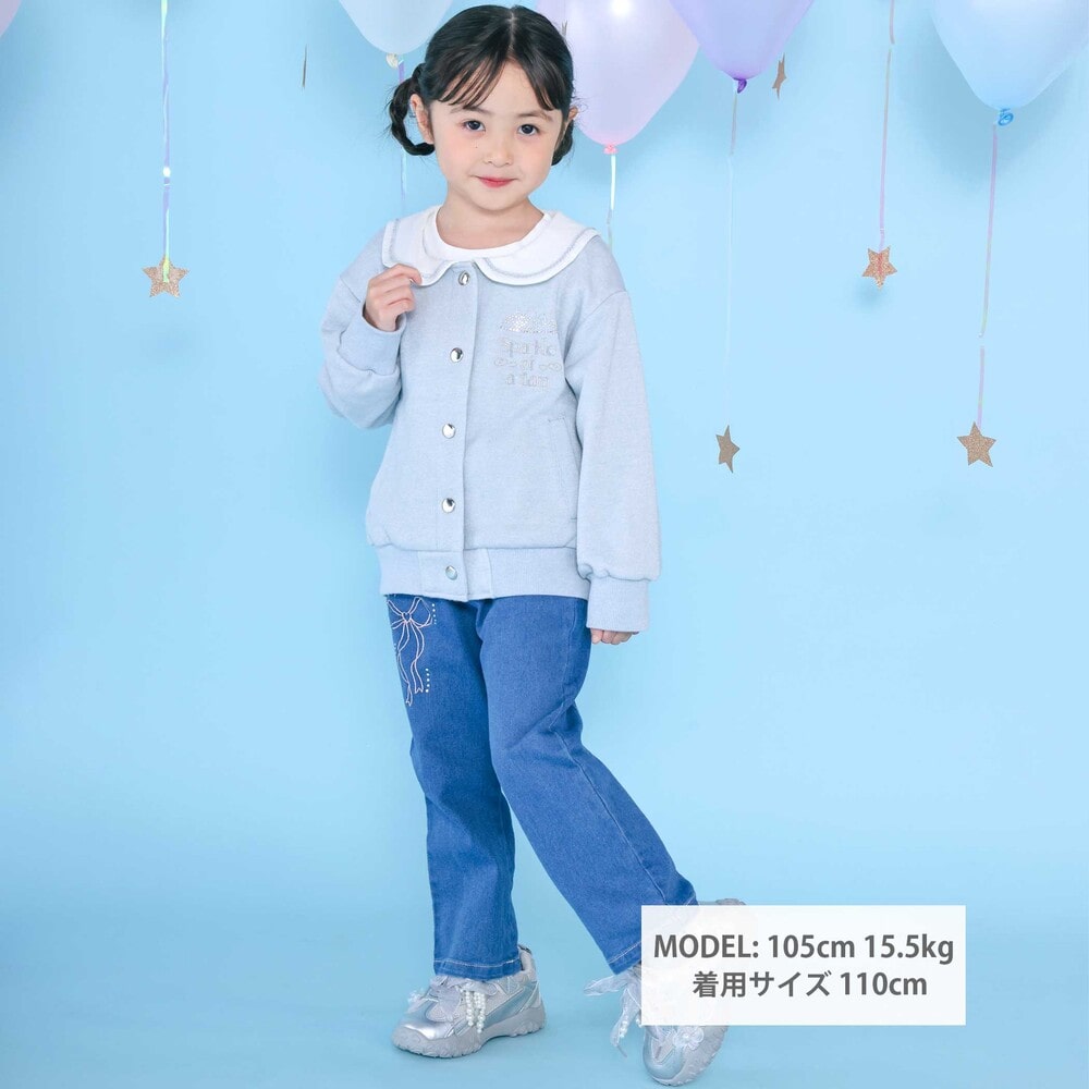 セーラーカラー刺しゅうジャケット(90~130cm) ブルー 90cm