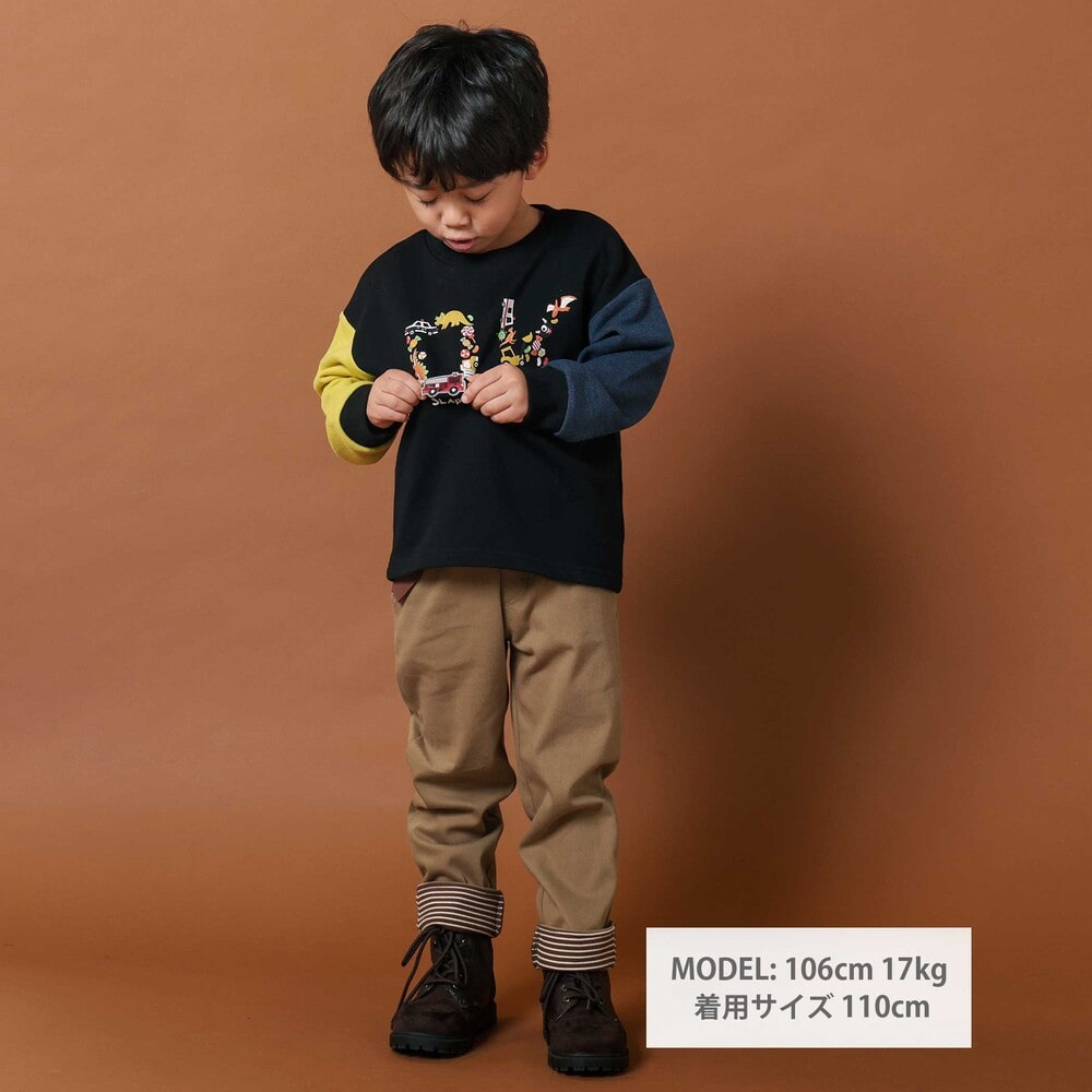 ロゴ&モチーフ裏毛トレーナー(80~130cm) ブラック 80cm