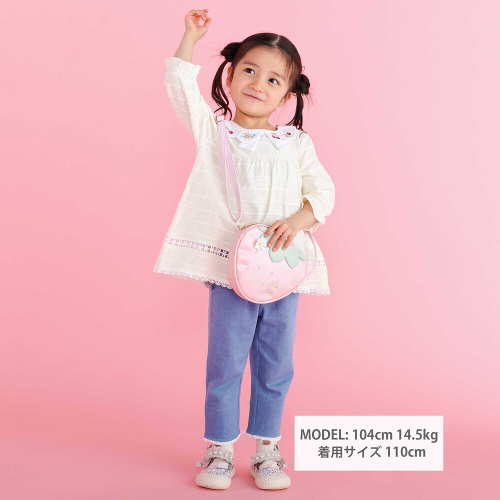 裾折り返しレース7分丈ツイルパンツ(80~120cm) パープル 80cm