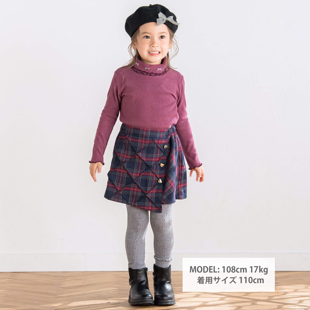 お揃い】ひし形タック模様チェックラップスカパン(90~140cm