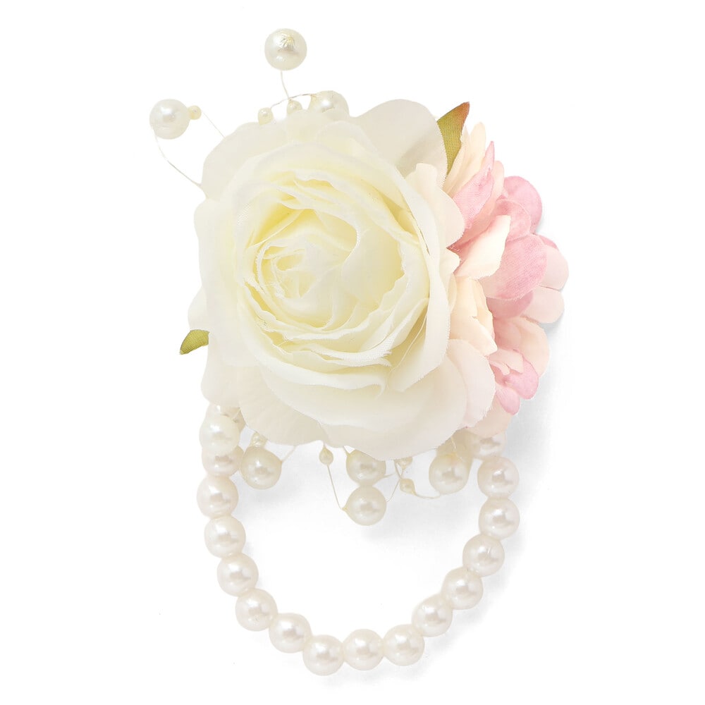 フラワーパール風ビーズコサージュ ブルー ワンサイズ