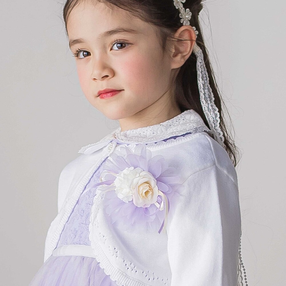 フラワーチュールリボンコサージュ ブルー ワンサイズ