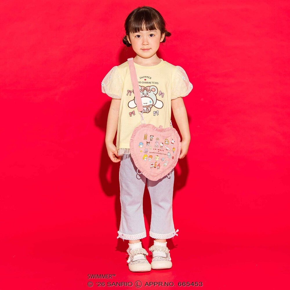 【SWIMMERxサンリオキャラクターズxSLAPSLIP】フリル付きハートリュック レッド系 ワンサイズ
