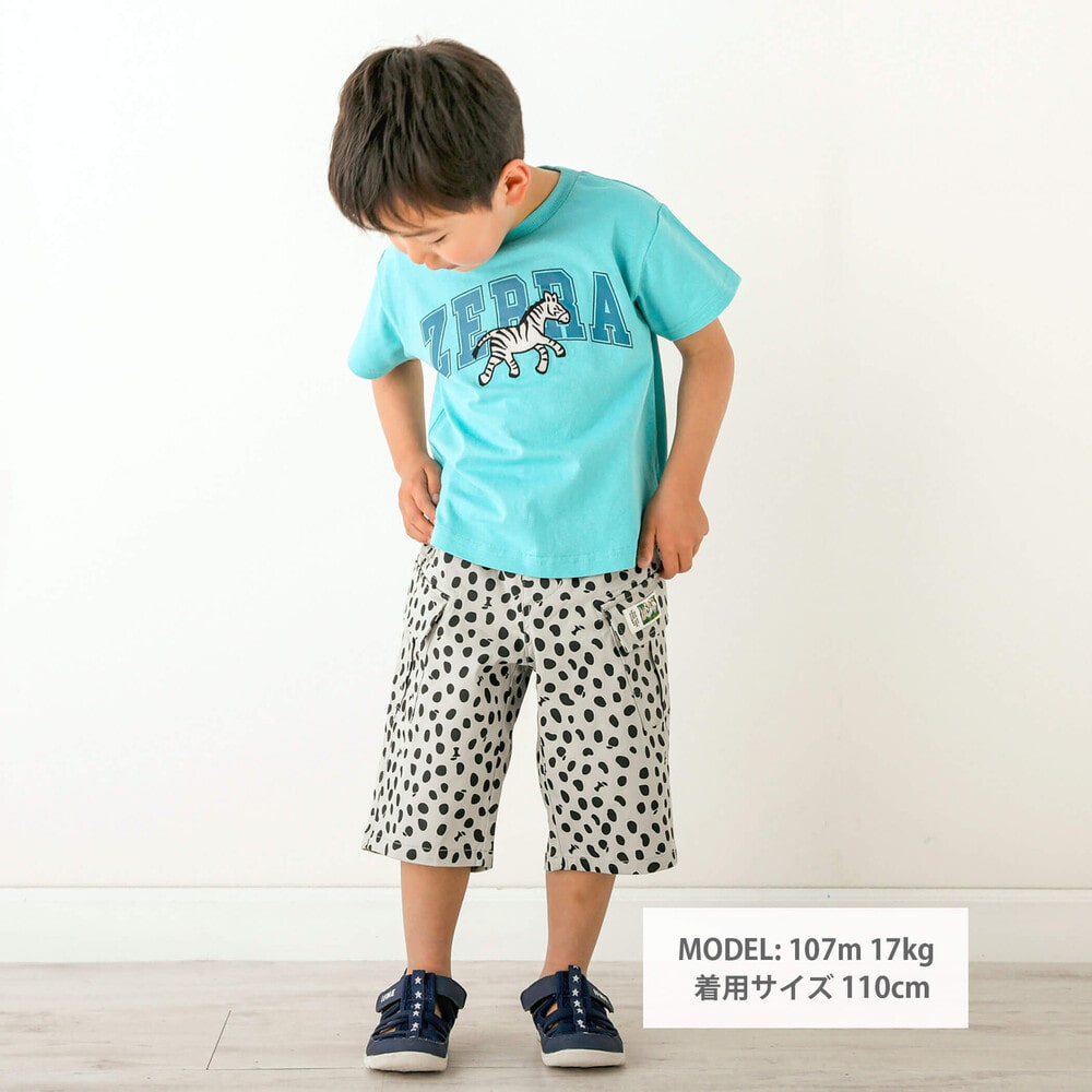 アニマルパッチ半袖Tシャツ(80~130cm)(80cm オレンジ(チーター 