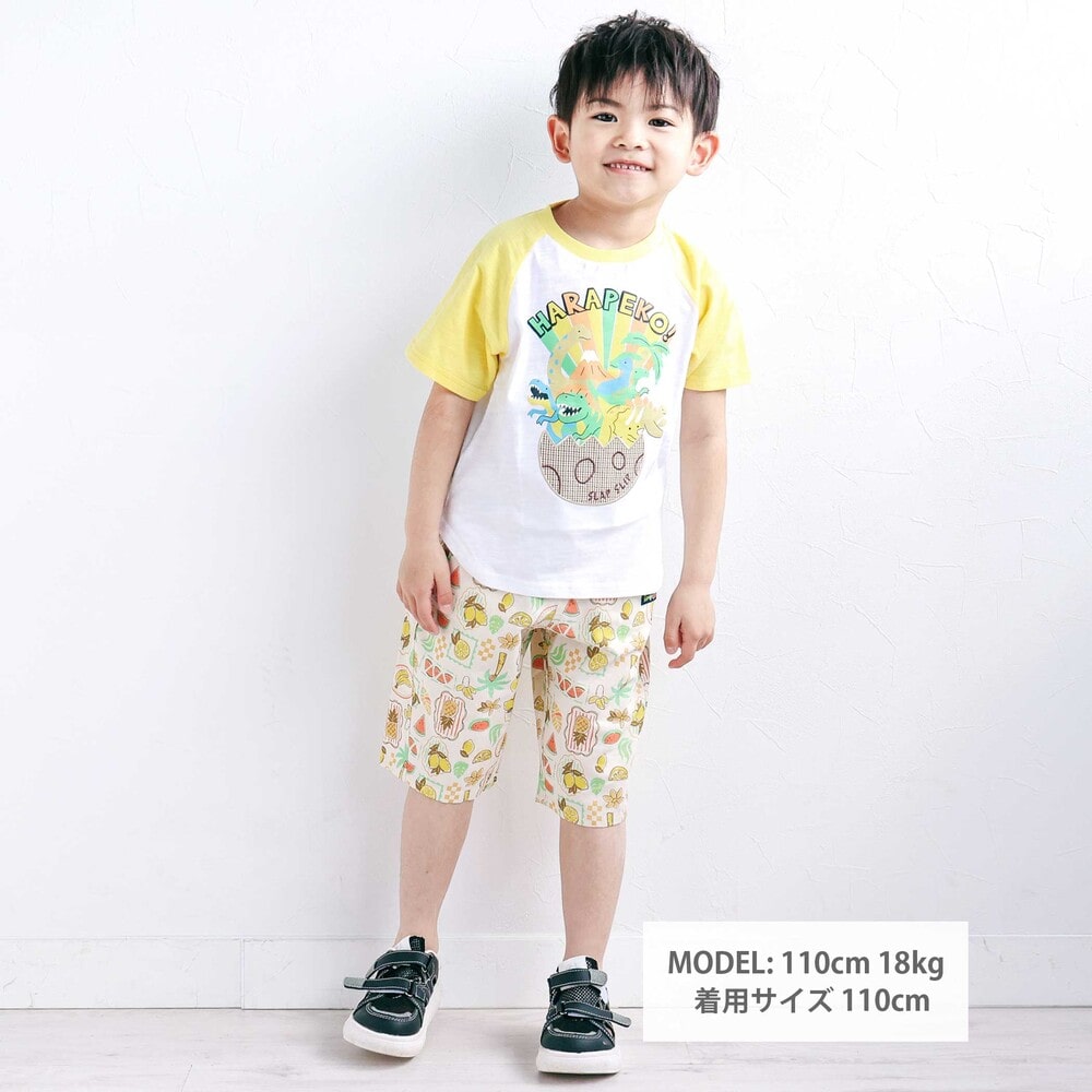 はらぺこ恐竜ラグラン半袖Tシャツ(80~130cm) ホワイト 80cm