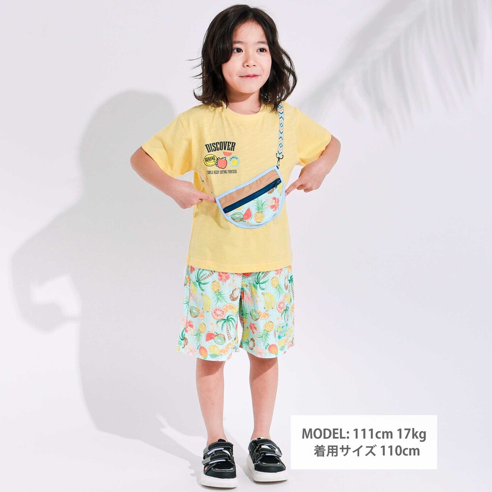 【お揃い】ポシェットトロンプイユ半袖Tシャツ(80~130cm) イエロー 80cm