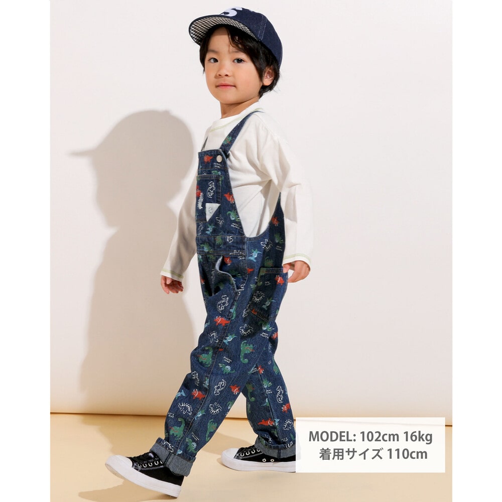 お揃い 】 コットン 恐竜 総柄 デニム ツイル サロペット (80~120cm)(80cm ベージュ系):  ボトム【女の子・男の子の子ども服と言えば】【 お揃い 】 コットン 恐竜 総柄 デニム ツイル サロペット (80~120cm)(80cm  ベージュ系): ボトム【女の子・男の子の子ども服と言えば ...