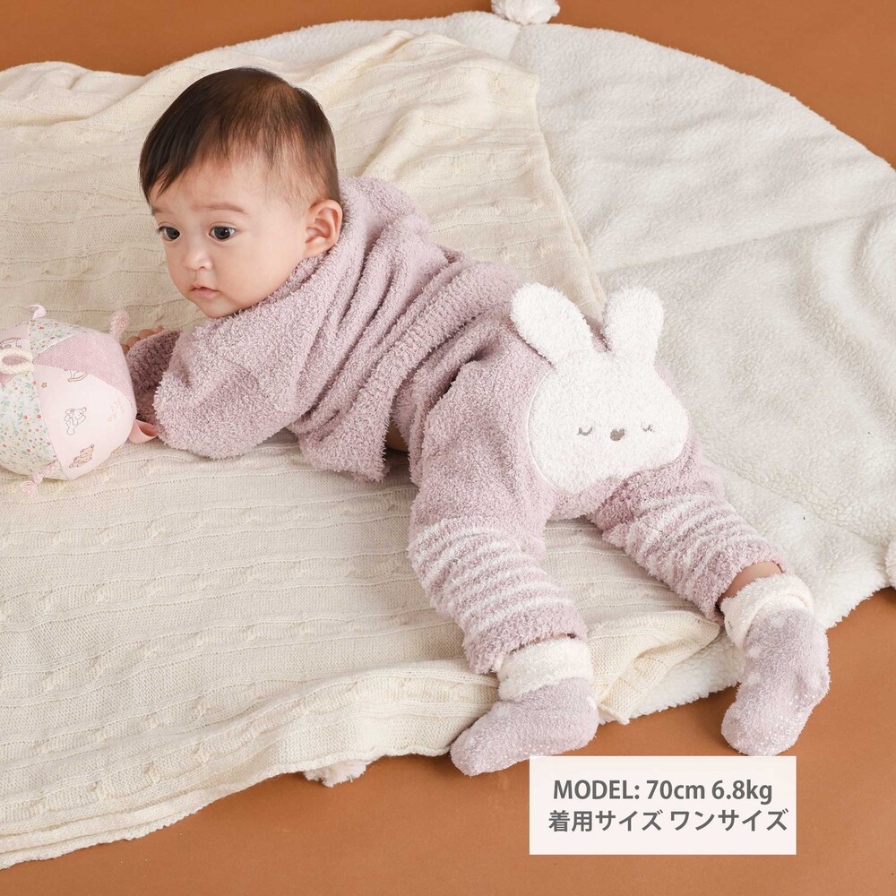 【ウサギ&ひつじモチーフ】お尻モチーフ付きブークレニットパンツベビー(70~80cm) ピンク ワンサイズ