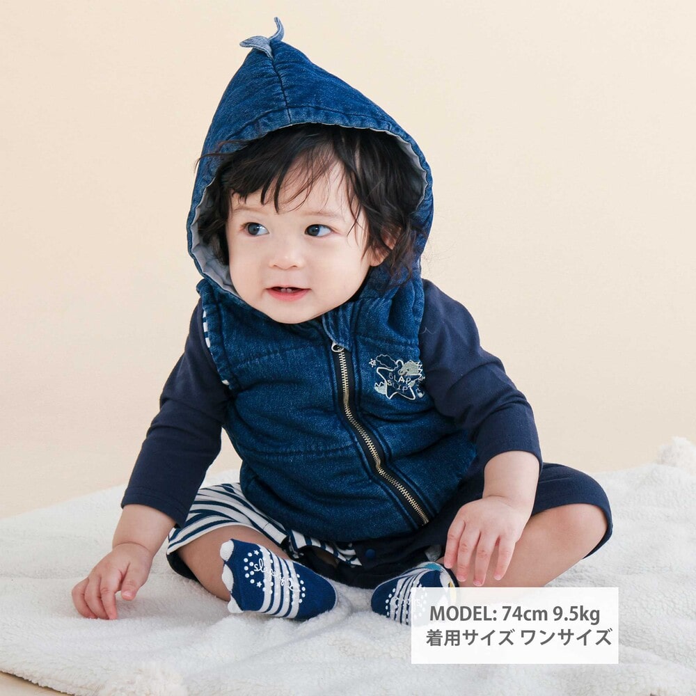 恐竜モチーフヒレ付きベストベビー(70~80cm) ネイビー ワンサイズ