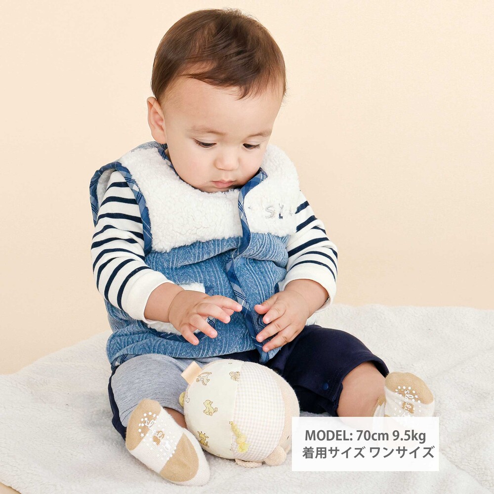 【お揃い】切り替えポケット付きリバーシブルベストベビー(70~80cm) ブルー ワンサイズ