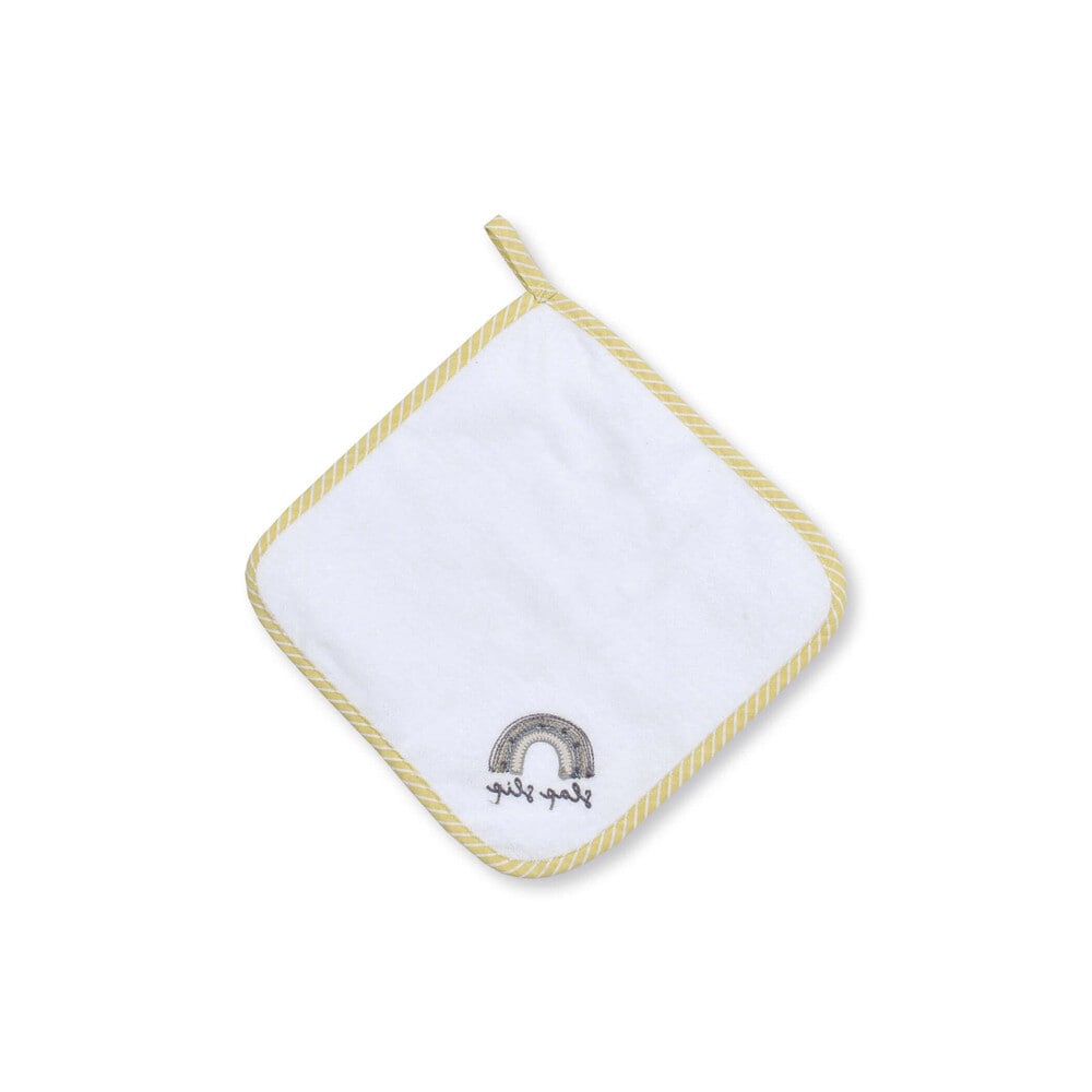 柄ナレ 刺繍 縁取り パイル ハンカチ オフホワイト ワンサイズ