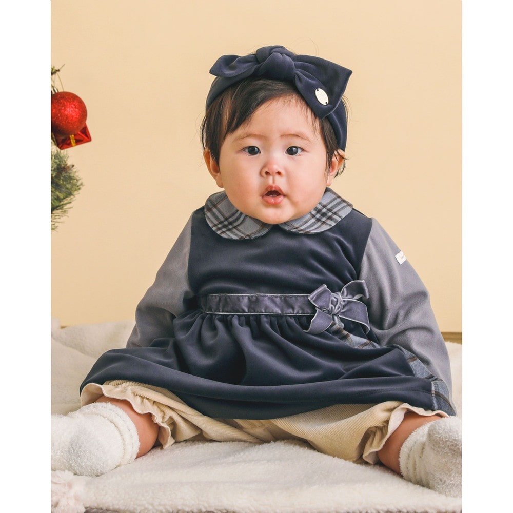 チャーム ベロアフリース リボン カチューム ベビー ネイビー ワンサイズ