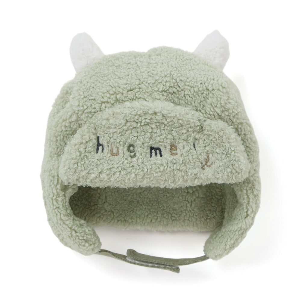 アニマルクマドラゴン耳付きボアフライトキャップベビー(46~48cm) グリーン(ドラゴン) 48cm