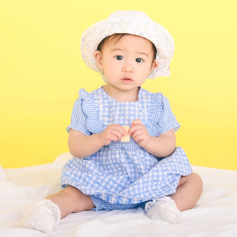 日よけ&レース付き帽子ベビー(46~48cm) ホワイト 46cm