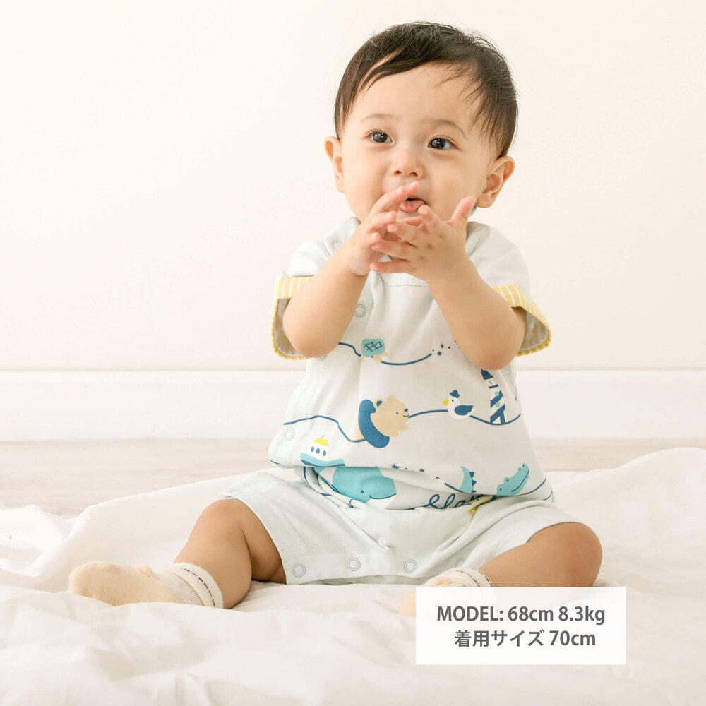 うみのいきものぷかぷか半袖ロンパースベビー(60~80cm)(60cm ブルー): 新生児/ベビー 【女の子・男の子の子ども服と言えば】うみのいきものぷかぷか半袖ロンパースベビー(60~80cm)(60cm ブルー): 新生児/ベビー【女の子・男の子の子ども服と言えば】-子供服べべの公式通販 ... ベビー ロンパース 70サイズ マリン柄②
