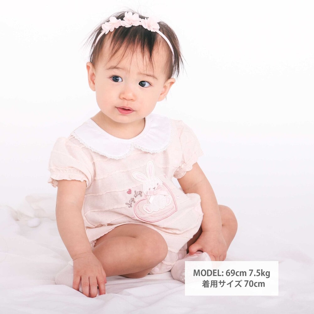 アニマルパッチレーシー天竺カバーオールベビー(70~80cm) ピンク 70cm