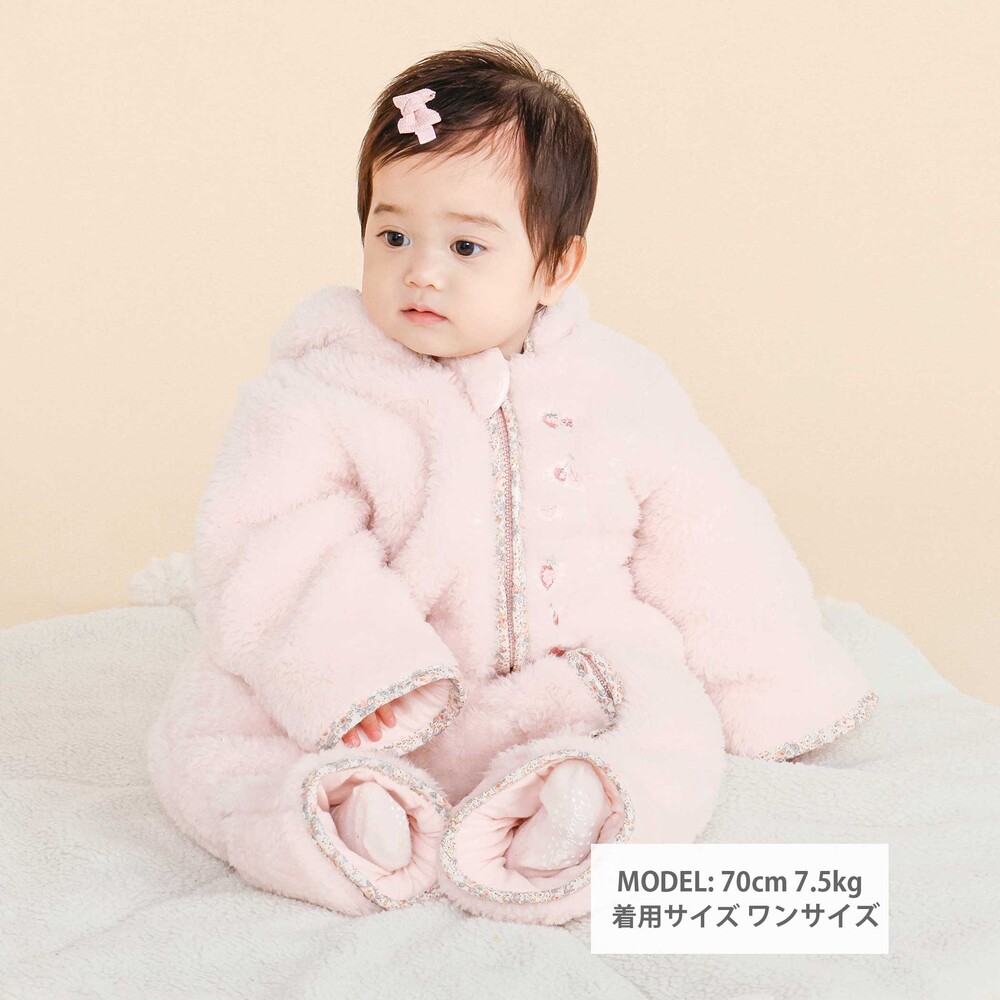 パイピングモチーフボアバギーオールベビー(70~80cm)(ワンサイズ