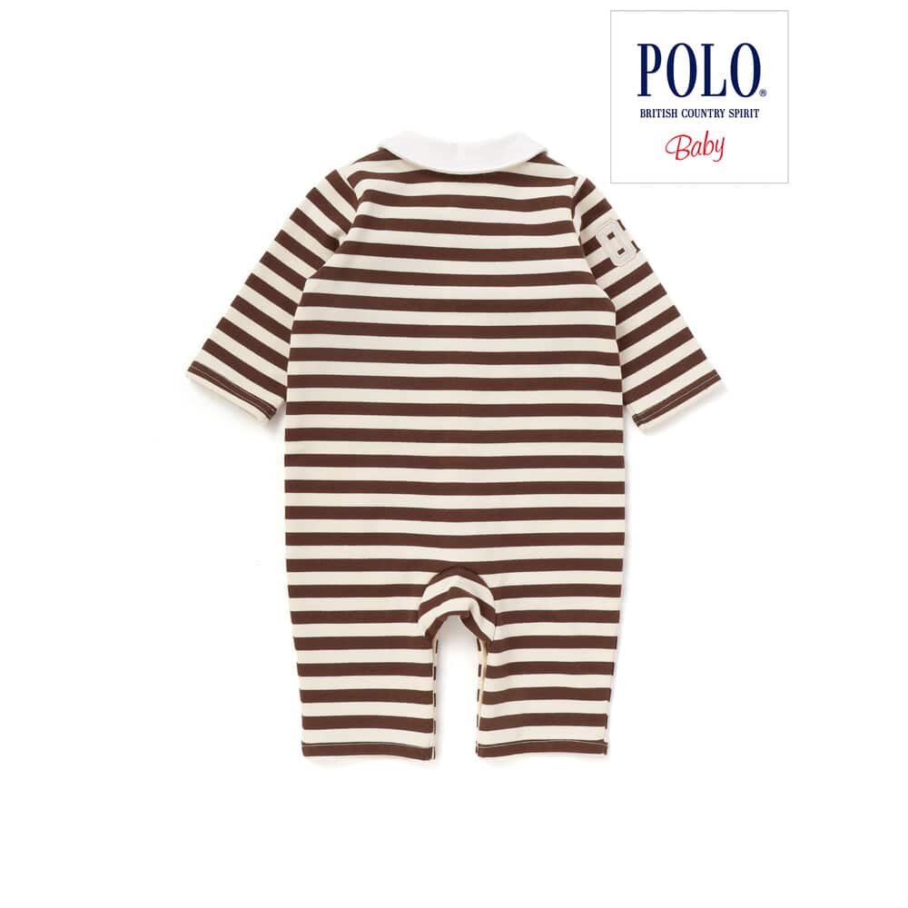 【POLO BCS(ポロ・ビーシーエス)×SLAP SLIP】胸元切り替え裏毛カバーオールベビー(60~80cm) オフホワイト系 60cm