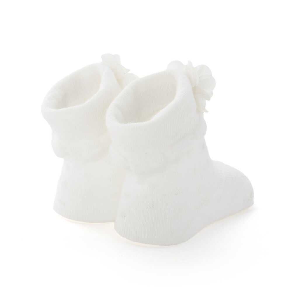 立体花モチーフソックスベビー(9~12cm) ホワイト ワンサイズ