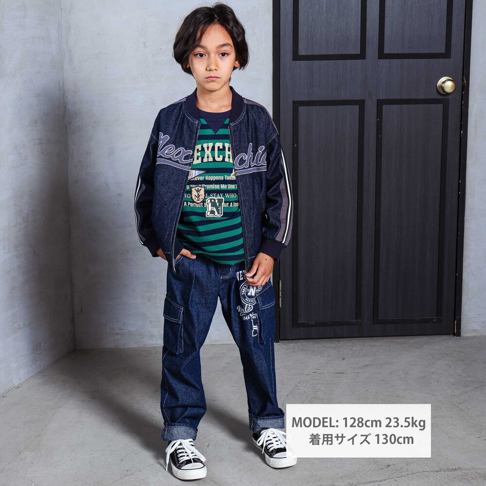 ロゴ刺しゅうバックプリントジャケット(110~150cm) ネイビー 110cm