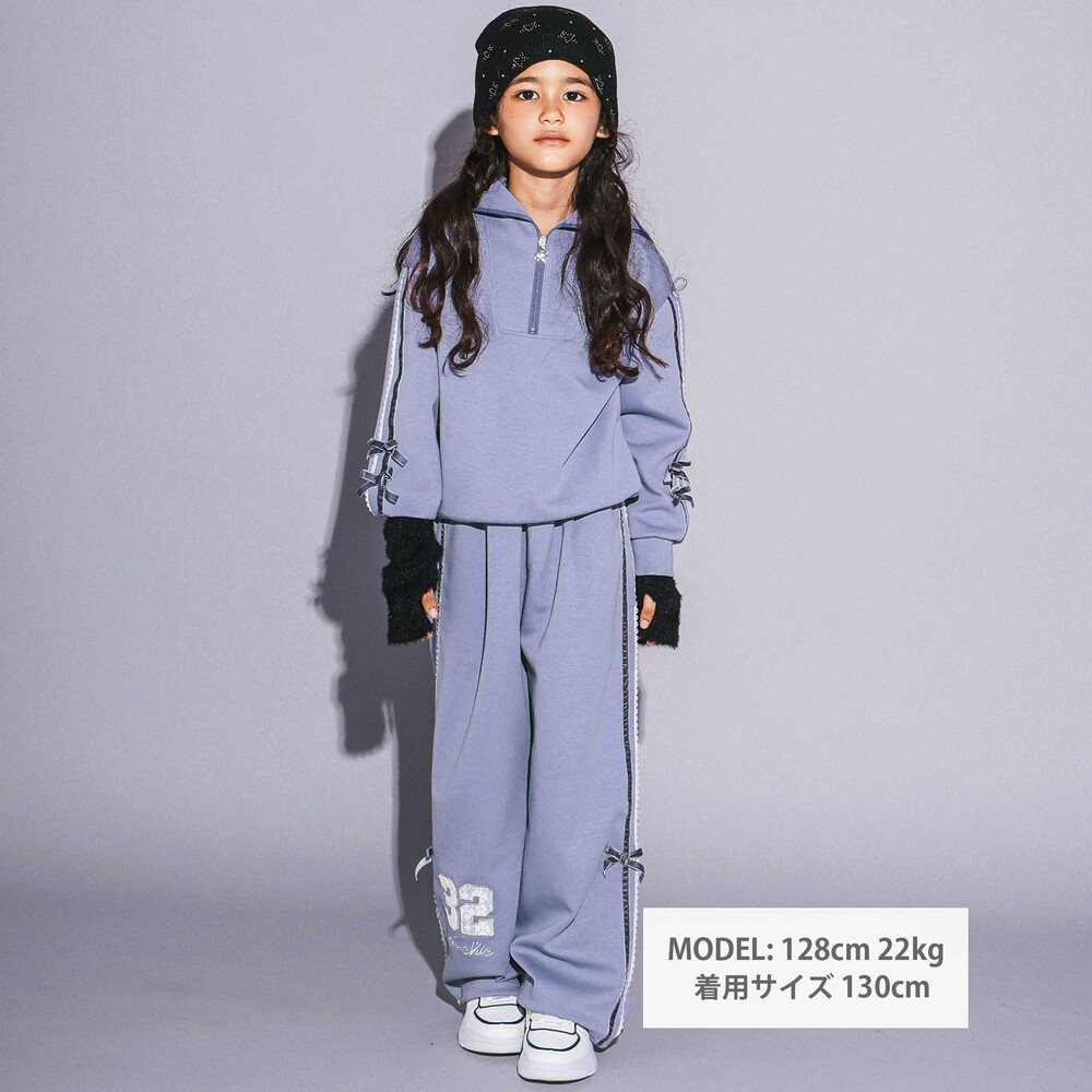 セーラーカラーハーフジップリボントレーナー(110~150cm) パープル 110cm