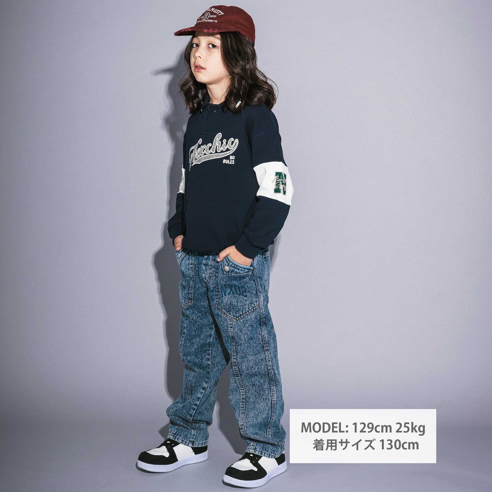 ワッペン襟付き裏毛ポロシャツ(110~150cm) ネイビー 110cm
