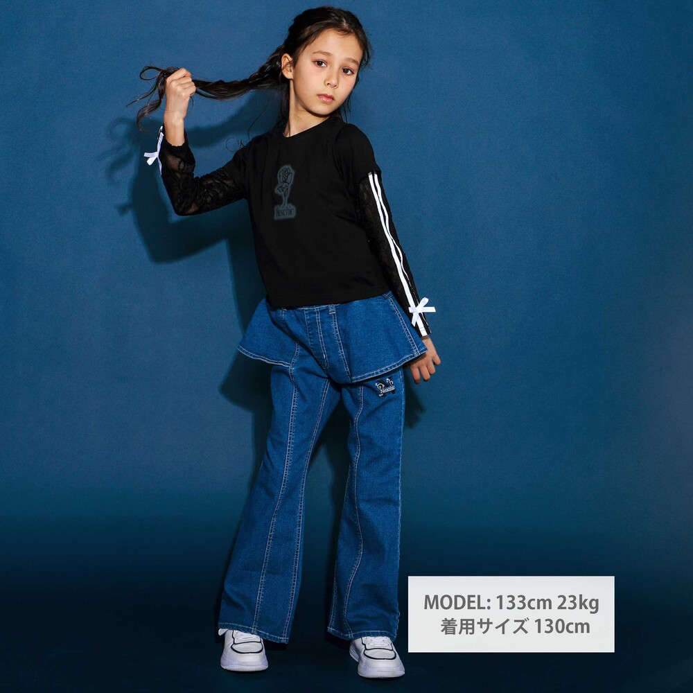 フリルストレッチデニムパンツ(110~150cm) ネイビー 110cm