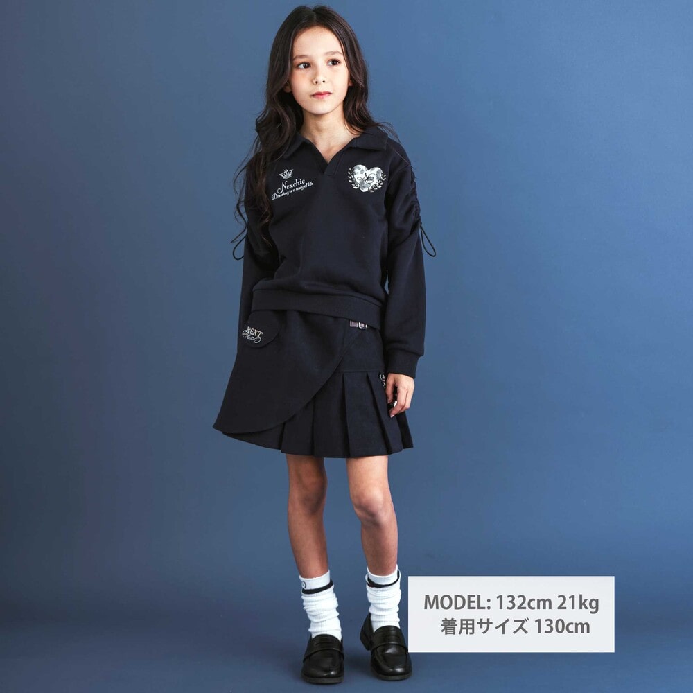 レイヤードプリーツスカパン(110~150cm) ネイビー 110cm