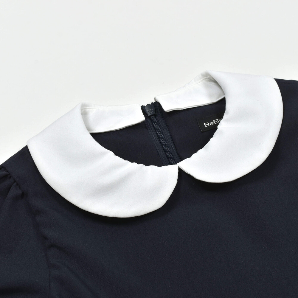 日本製】丸襟スモッキングブロードワンピース(80~140cm)(80cm