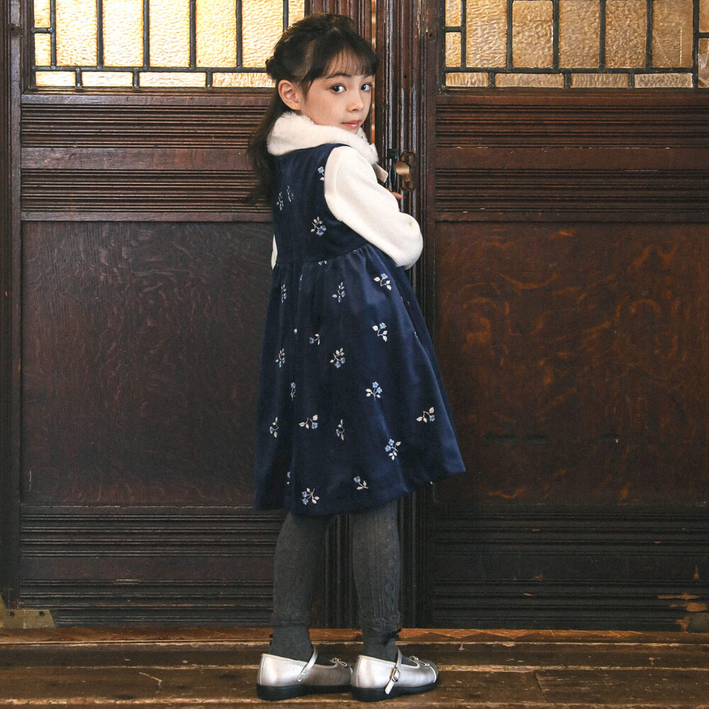 ベルベットフラワー刺しゅうジャンパースカート(100~150cm)(100cm