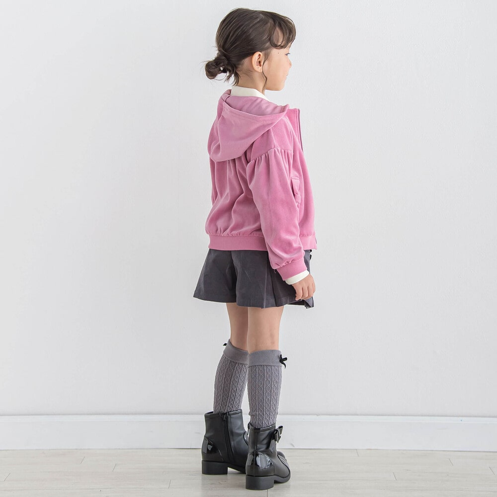 ベロアフード付きリボンポケットパーカー(90~150cm) ピンク 90cm