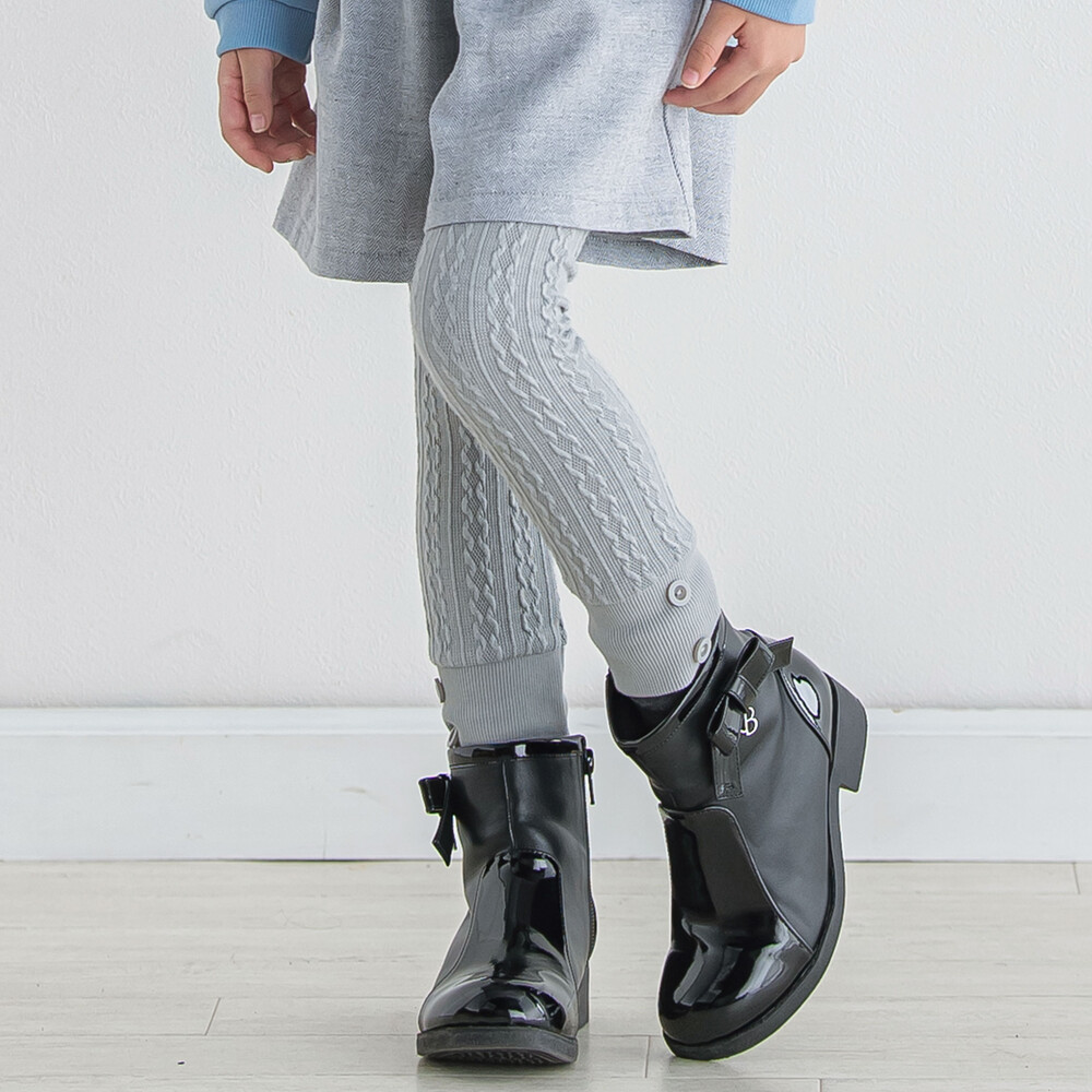 ケーブルジャガード裾ボタンレギンス(80~150cm) イエロー SSS