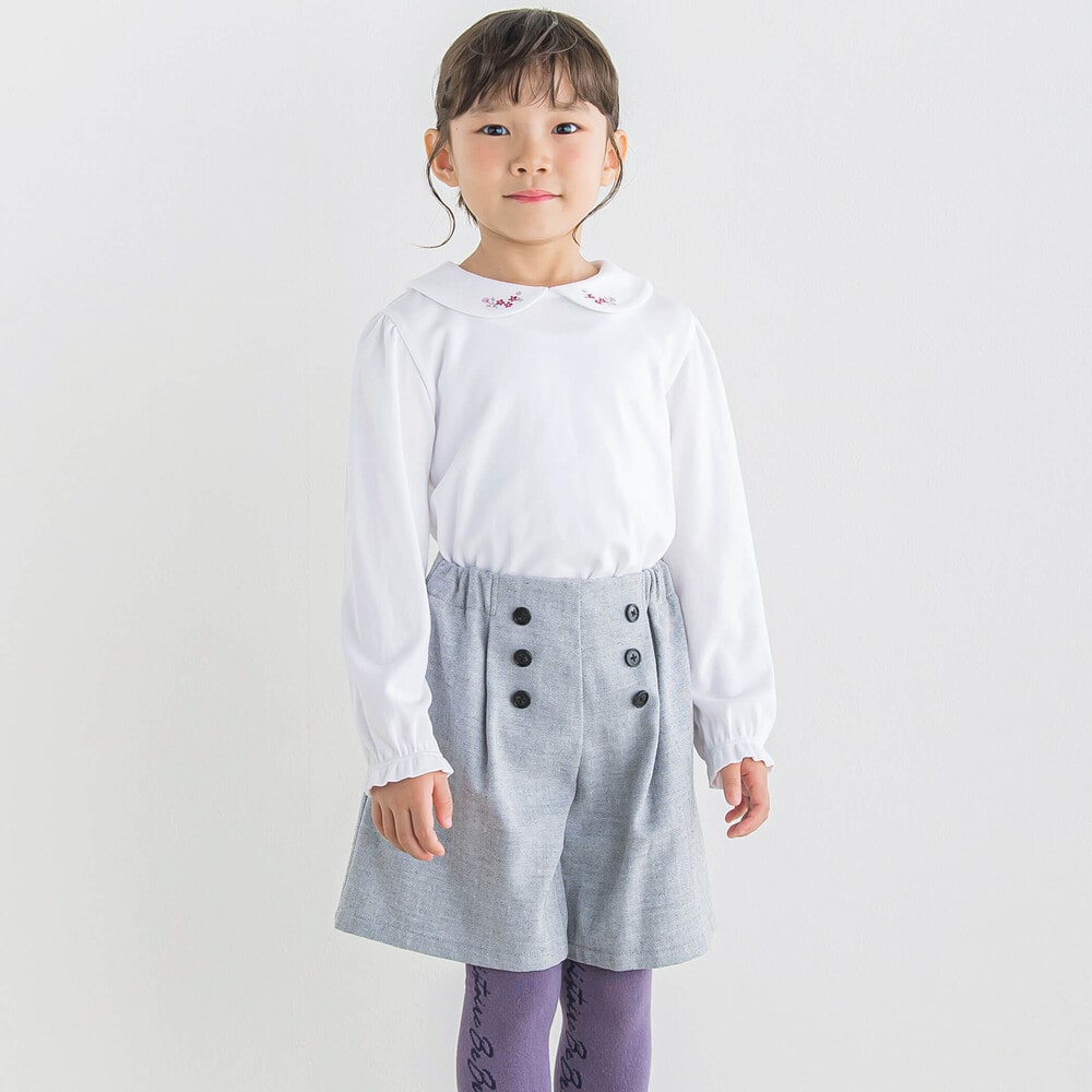 ヘリンボンダブルボタンキュロットパンツ(90~150cm) ブラウン 90cm