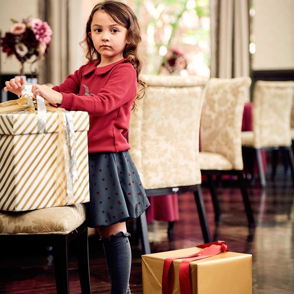 フロッキープリントドットバルーンスカート(100~140cm) グレー系 100cm