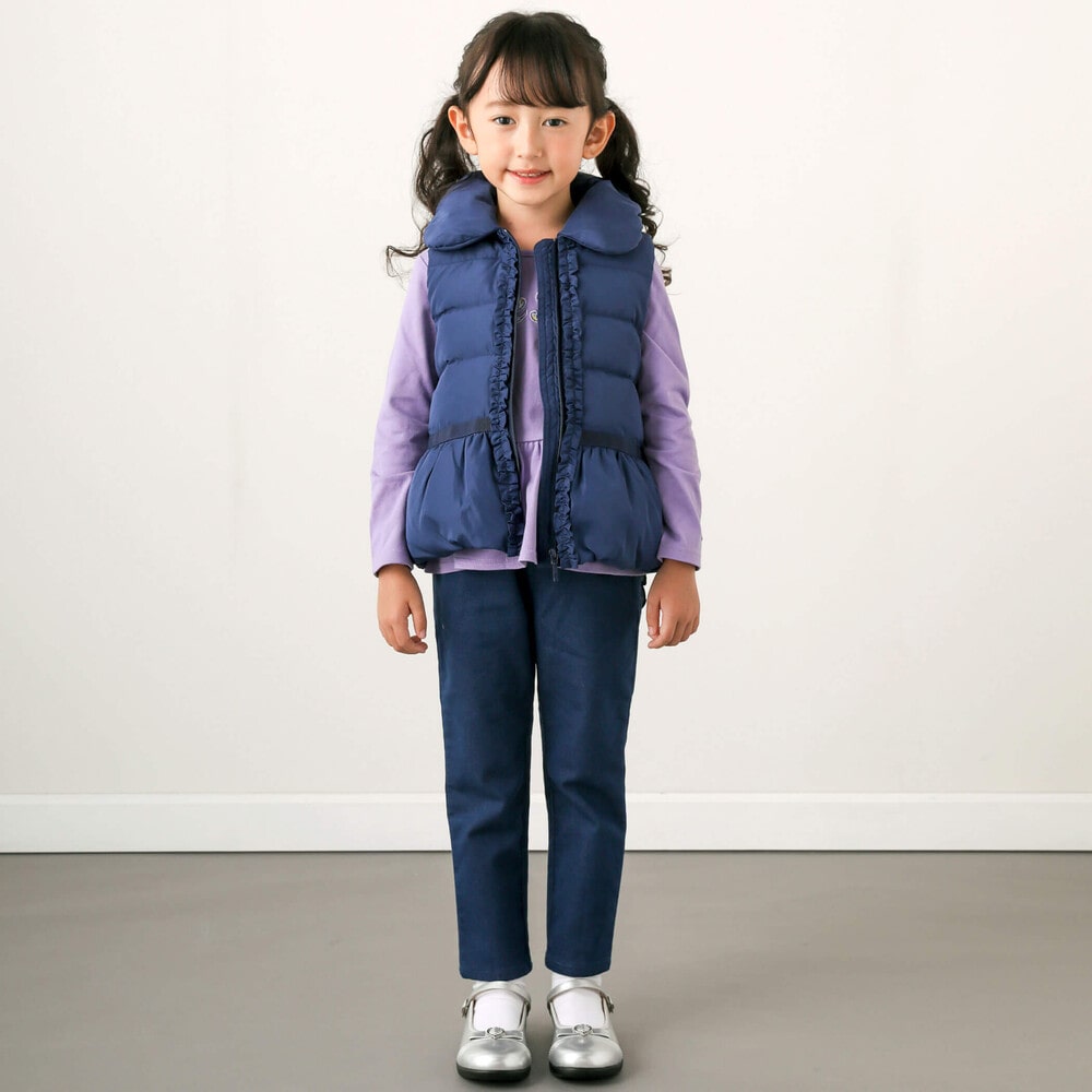 マットタフタフリルダウンベスト(90~150cm)(90cm ネイビー): ジャケット/アウター【女の子・男の子の子ども服と言えば】マットタフタフリル ダウンベスト(90~150cm)(90cm ネイビー): ジャケット/アウター【女の子・男の子の子ども服と言えば】-子供服べべの公式通販サイト ...