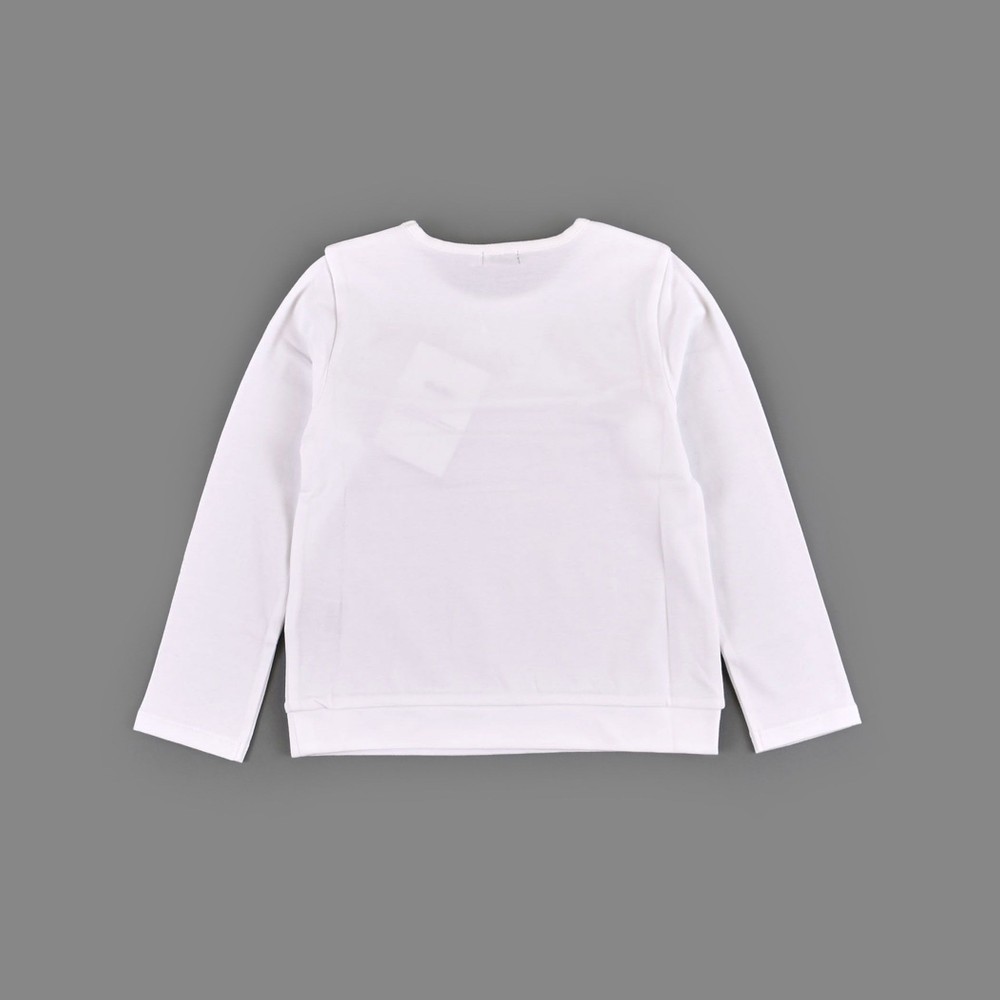 リボン 付き サテン ステッチ スズラン 刺繍 スムース Tシャツ (80cm~150cm) ホワイト 90cm