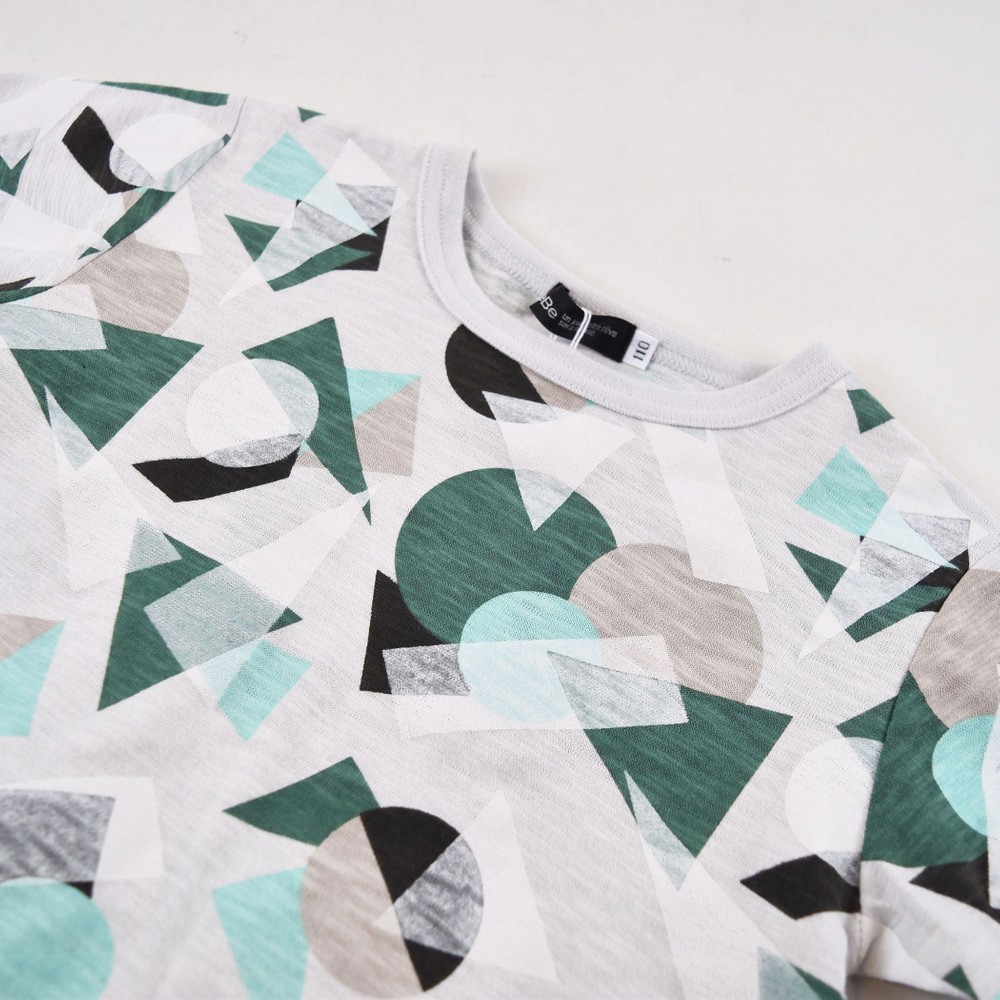 ペーパーアート プリント スラブ 天竺 Tシャツ (80cm~150cm) グリーン系 140cm