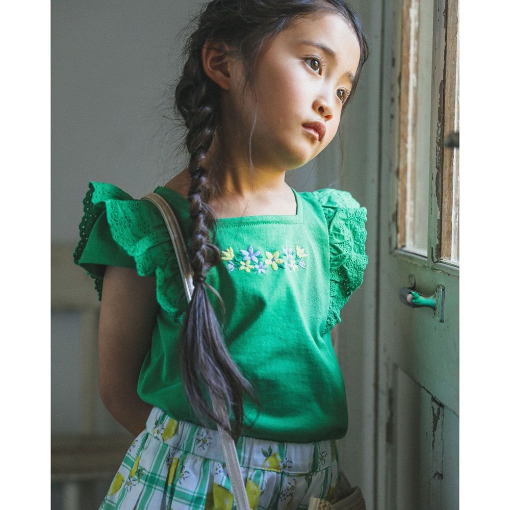 レースフリルお花刺繍Tシャツ(90~140cm)(90cm グリーン): トップス【女の子 ・男の子の子ども服と言えば】レースフリルお花刺繍Tシャツ(90~140cm)(90cm グリーン): トップス【女の子・男の子の子ども服と言えば】-子供服べべの公式通販サイト  「BEBE MALL」-子供服べべの ...