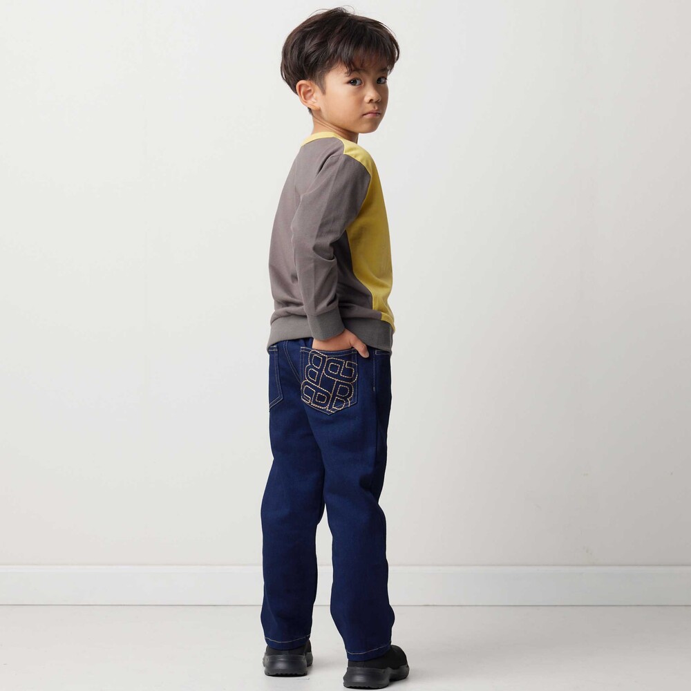ランダム配色ワッペン刺しゅう長袖Tシャツ(90~160cm) イエロー 90cm
