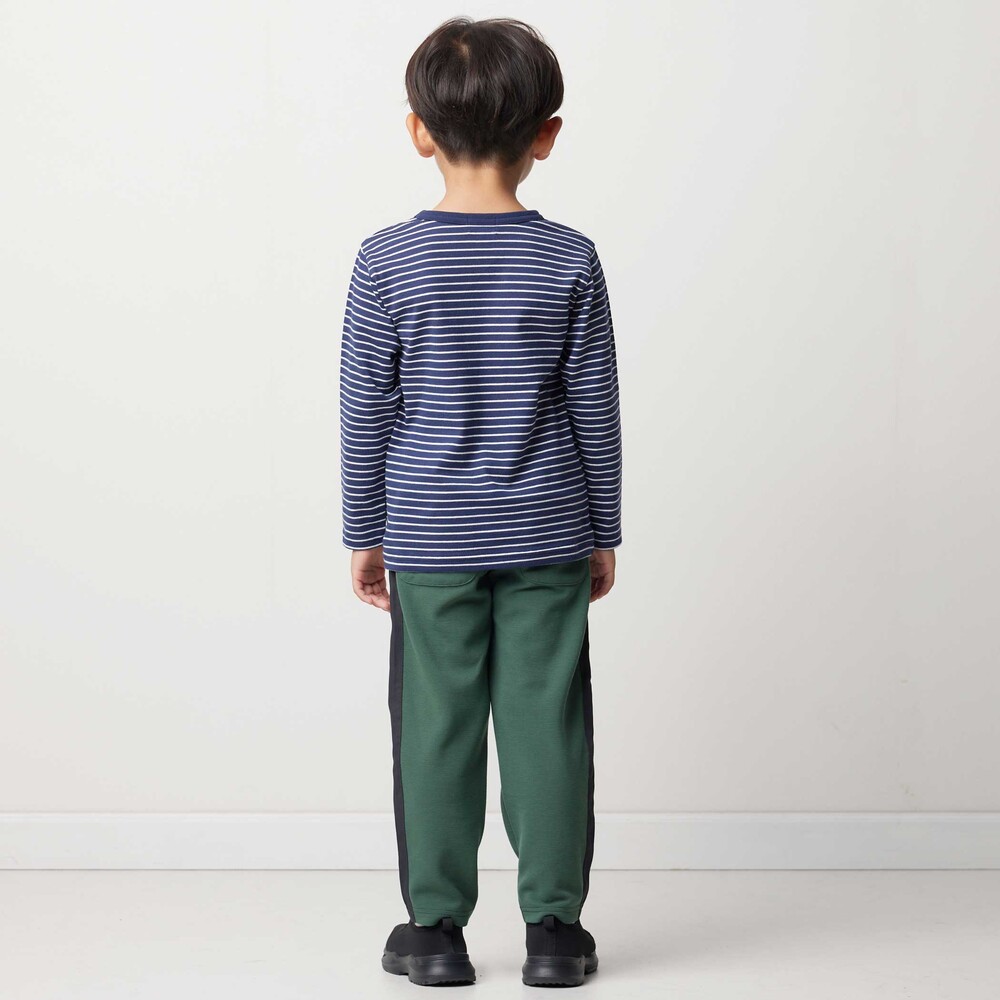 【抗菌・防臭】ワンポイント刺しゅう天竺長袖Tシャツ(90~130cm) ネイビー系 SS(90-100cm)